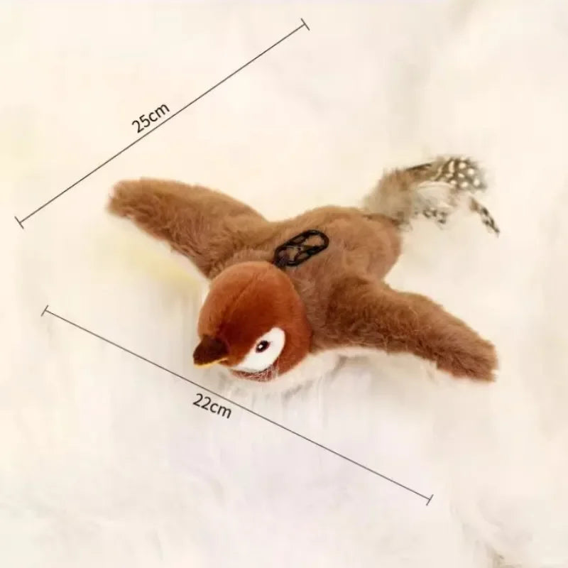 Interactive Cat Toys Rechargeable Flying Bird Cat Toy Chirping Flapping Bird(no Flying) Can Add Catnip Touch Activated Plush Toy