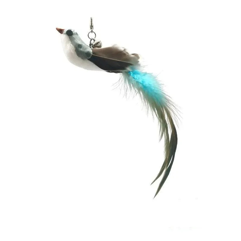 Funny Simulation Bird Interactive Cat Feather Toy with Bell Sucker Cat Stick Toy for Indoor Kitten Play Chase Exercise Cat Toy