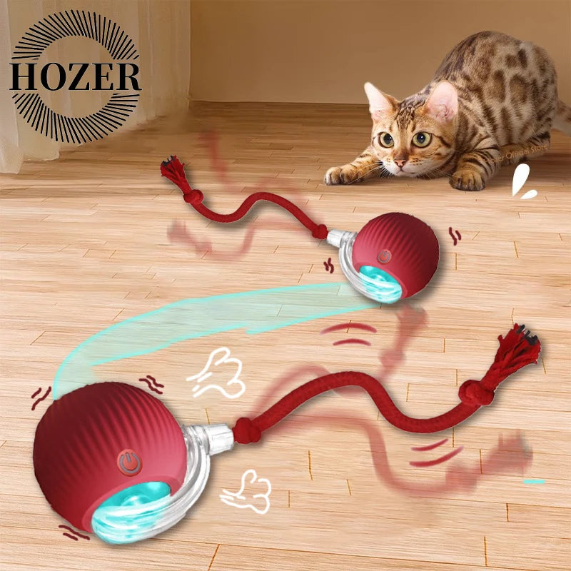 Interactive Toy for Cats and Dogs: Automatic Rolling Ball with Fake Tail, Rechargeable, Imitating a Mouse.