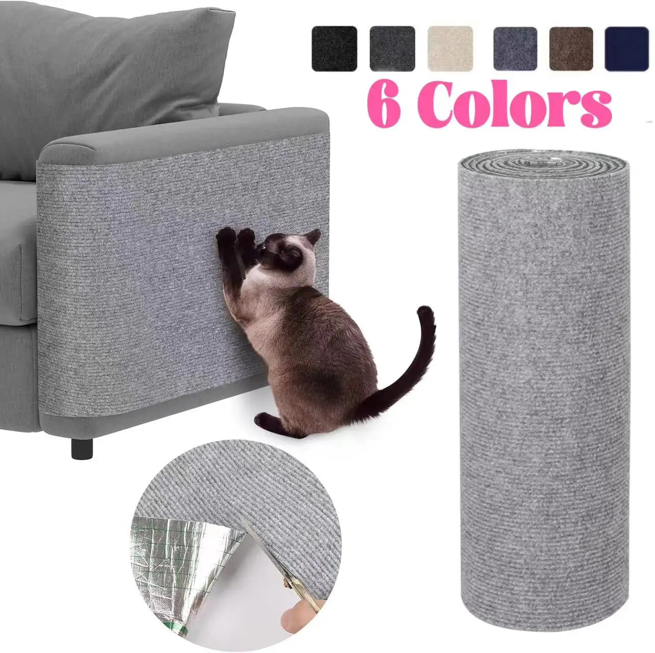 Cat Scratching Mat Self-Adhesive Trimmable Carpet Cat Scratching Post Carpet for Anti-scratching Sofa Furniture Protection