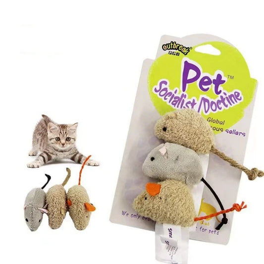 3pcs New Plush Simulation Mouse Cat Toy Bite Resistance Plush Mouse Cat Scratch Interactive Mouse Toy Palying Toy For Cat Kitten