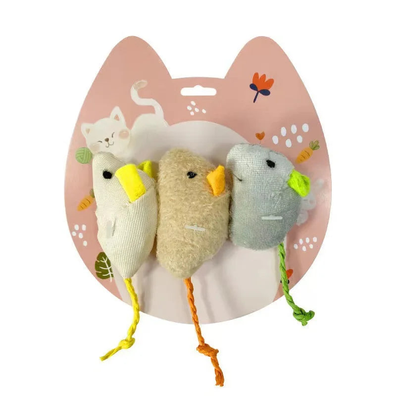 3pcs New Plush Simulation Mouse Cat Toy Bite Resistance Plush Mouse Cat Scratch Interactive Mouse Toy Palying Toy For Cat Kitten