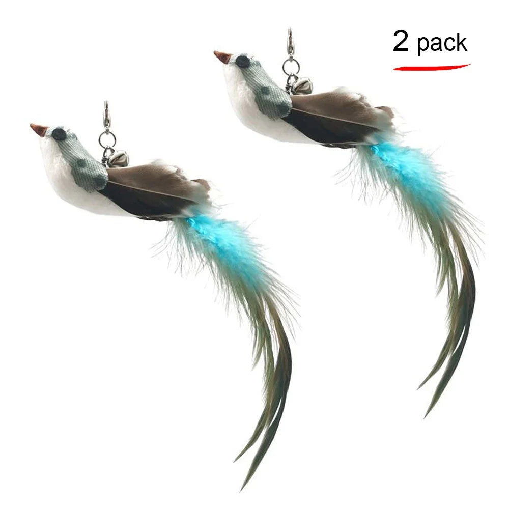 Funny Simulation Bird Interactive Cat Feather Toy with Bell Sucker Cat Stick Toy for Indoor Kitten Play Chase Exercise Cat Toy